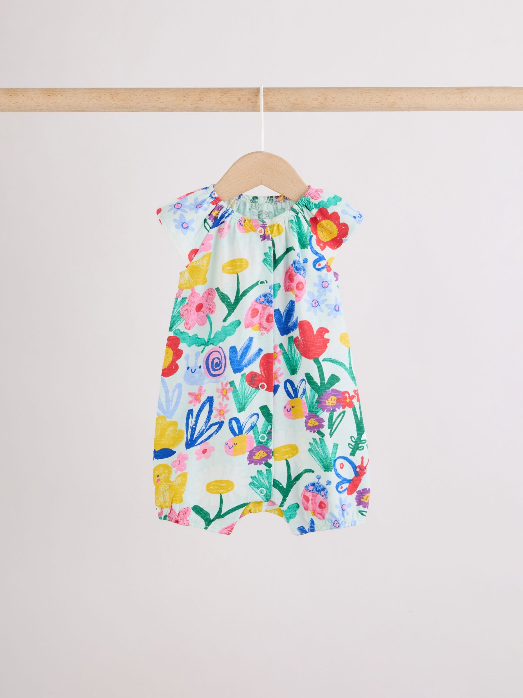 Multi Bright Floral Jersey Baby Rompers 4 Pack image 6