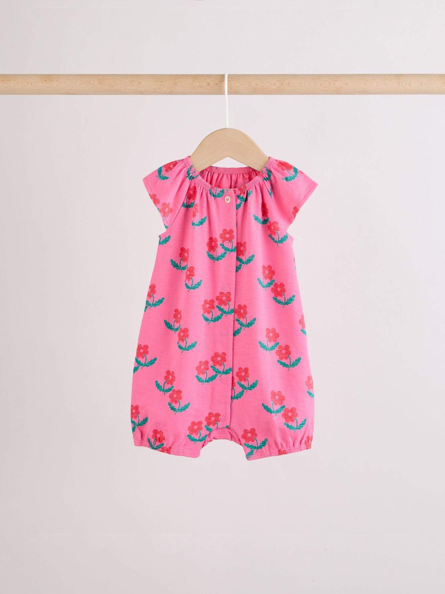 Multi Bright Floral Jersey Baby Rompers 4 Pack image 7