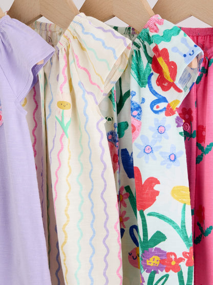 Multi Bright Floral Jersey Baby Rompers 4 Pack image 8