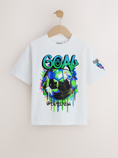 Dsiney Kidz - White Short Sleeve Graphic Football T-Shirt (3-16yrs) image 1