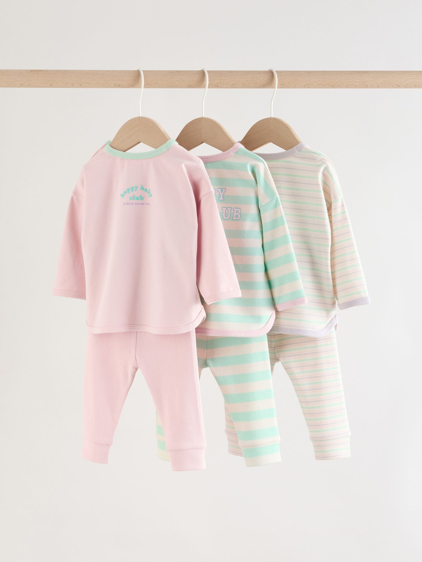 Pink Stripe Long Sleeve Top And Leggings Set 6 Piece (0mths-3yrs) image 2