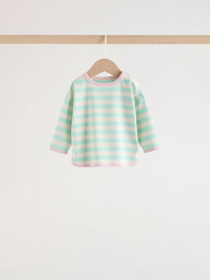Pink Stripe Long Sleeve Top And Leggings Set 6 Piece (0mths-3yrs) image 3