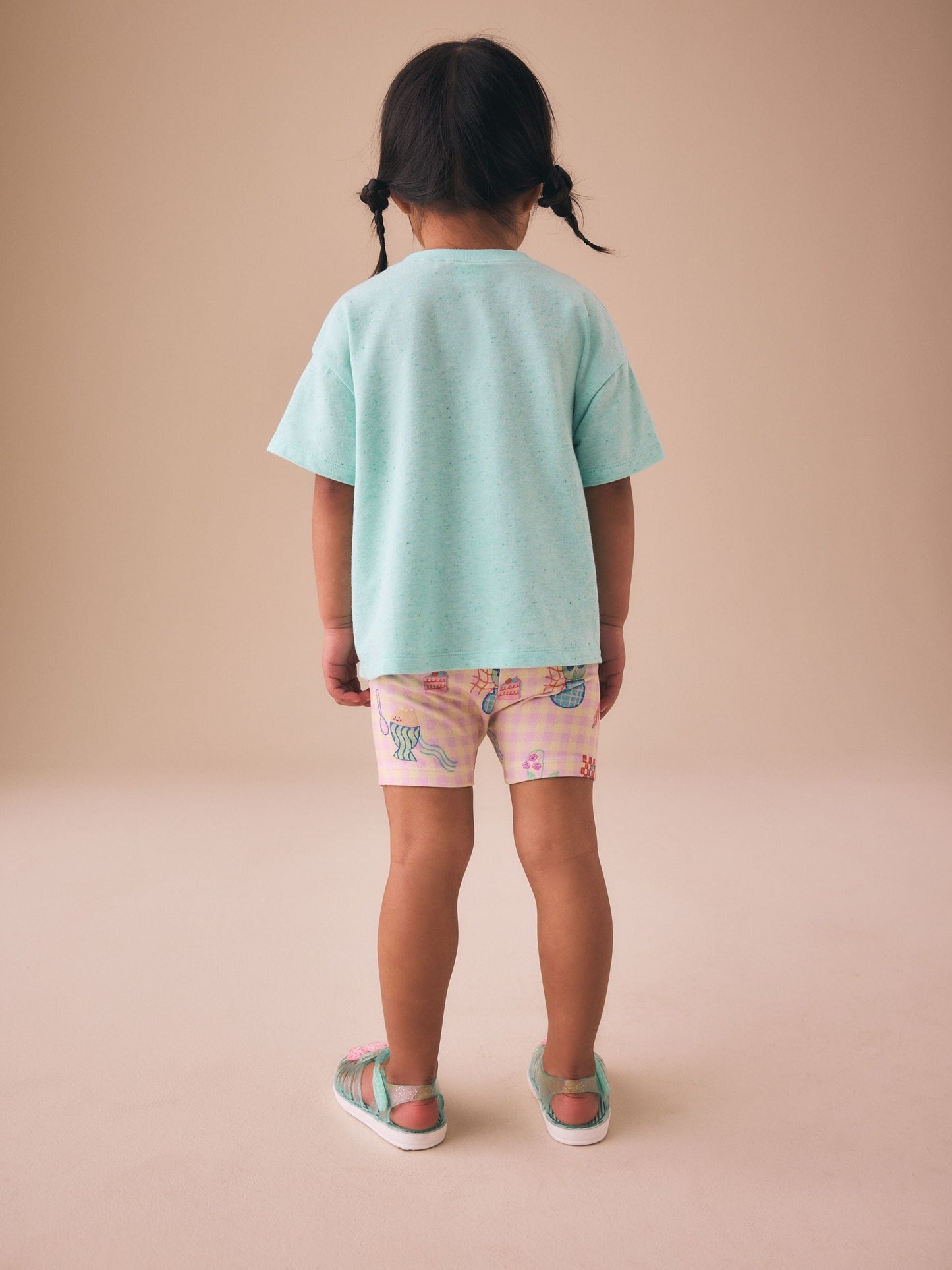 Blue Flower Short Sleeve T-Shirt and Cycle Shorts Set (3mths-7yrs) image 3