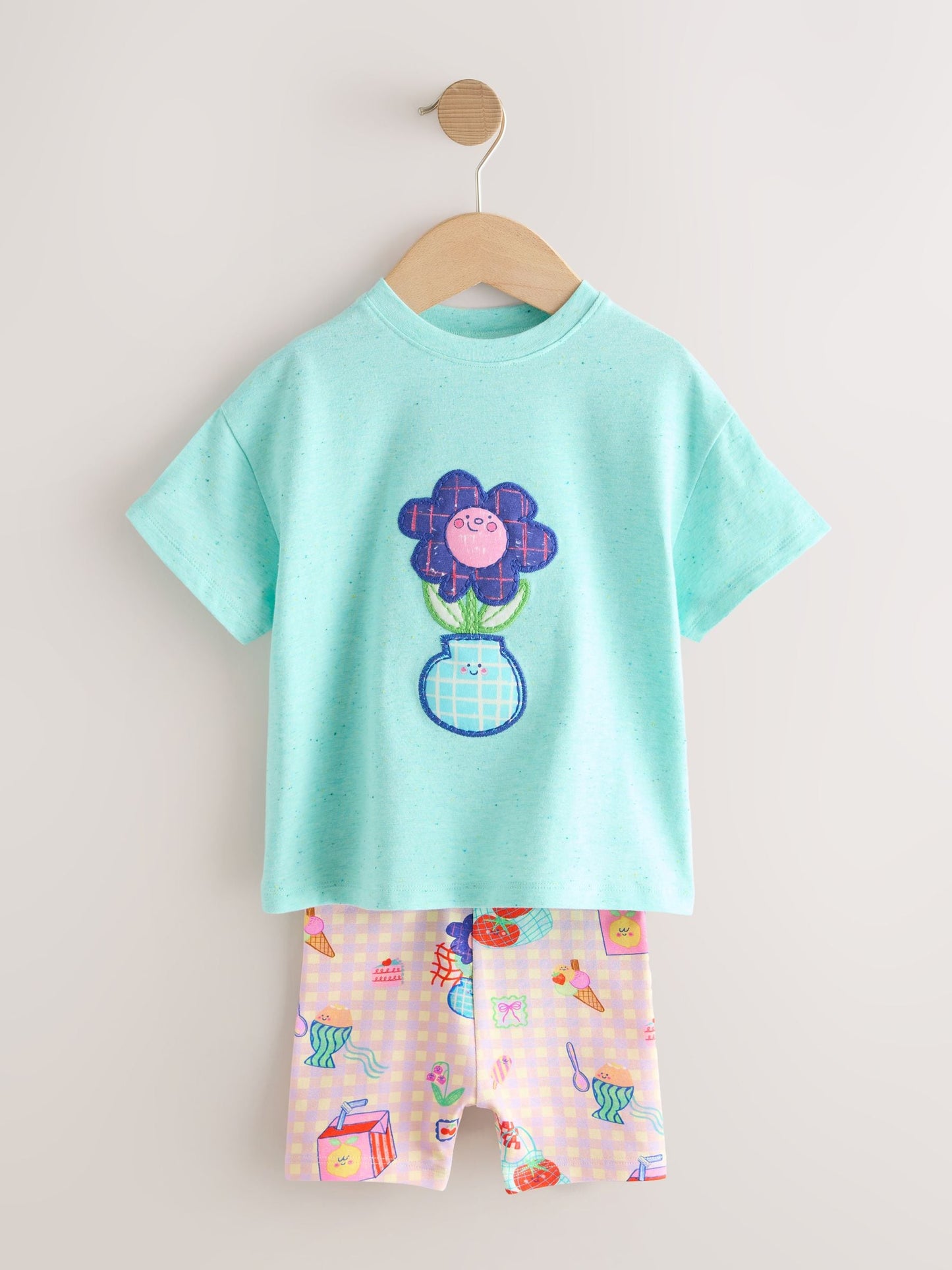 Blue Flower Short Sleeve T-Shirt and Cycle Shorts Set (3mths-7yrs) image 4
