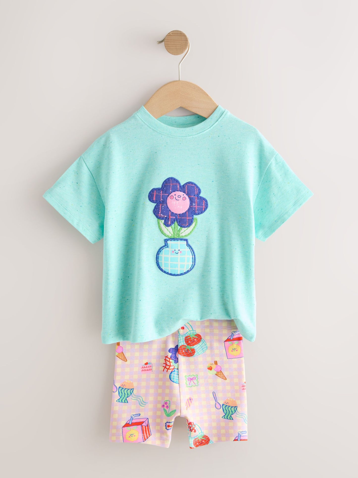Blue Flower Short Sleeve T-Shirt and Cycle Shorts Set (3mths-7yrs) image 5