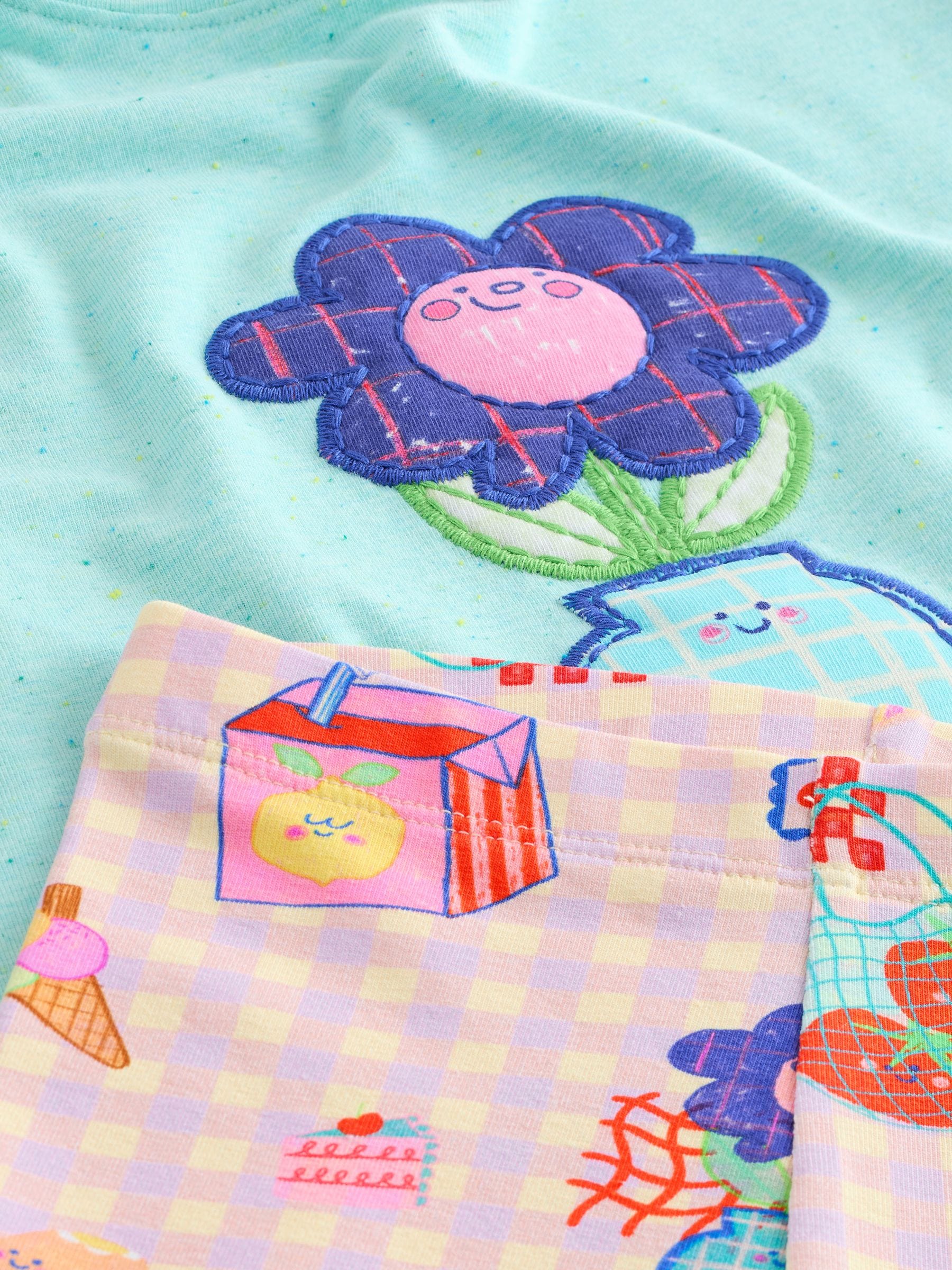 Blue Flower Short Sleeve T-Shirt and Cycle Shorts Set (3mths-7yrs) image 8