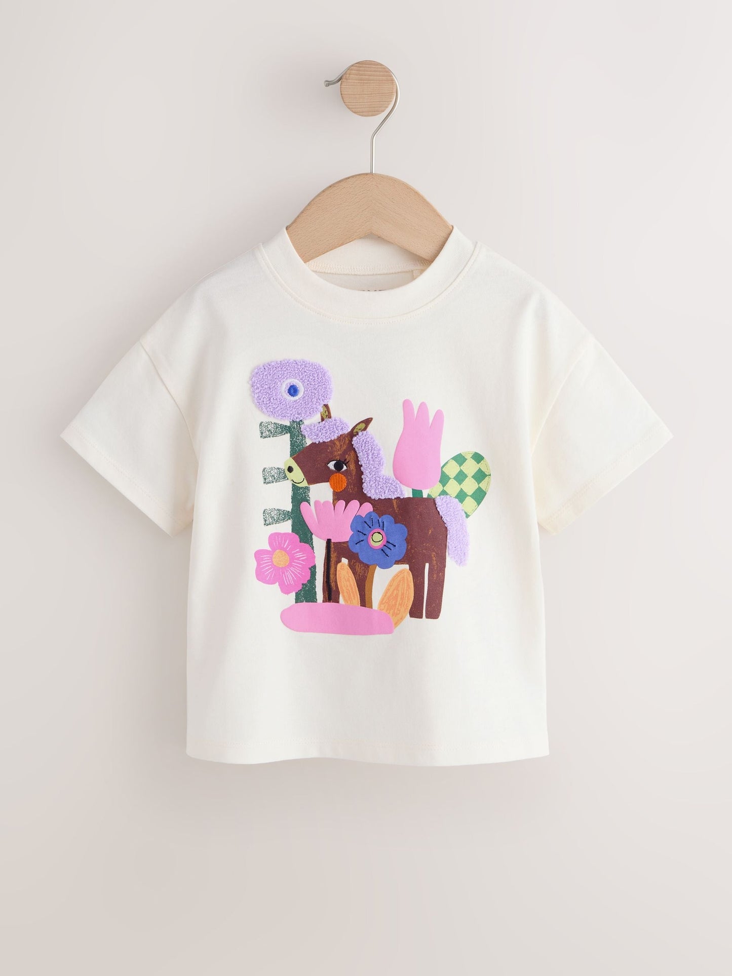 Ecru White Horse Short Sleeve T-Shirt (3mths-7yrs) image 4