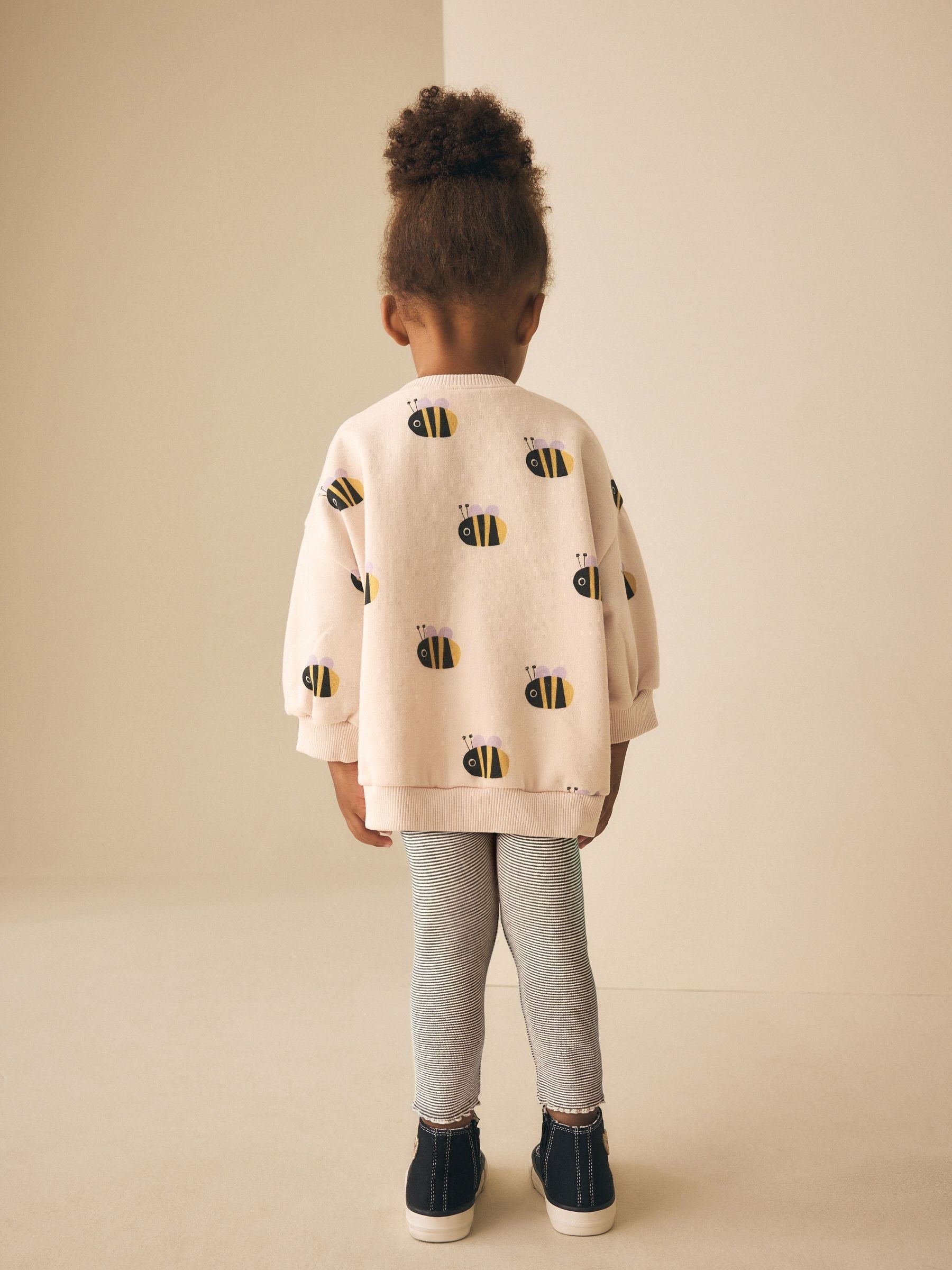 Cream Stripe Bee Sweatshirt and Leggings Set (3mths-7yrs) image 3