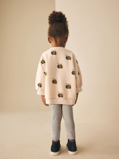 Cream Stripe Bee Sweatshirt and Leggings Set (3mths-7yrs) image 3