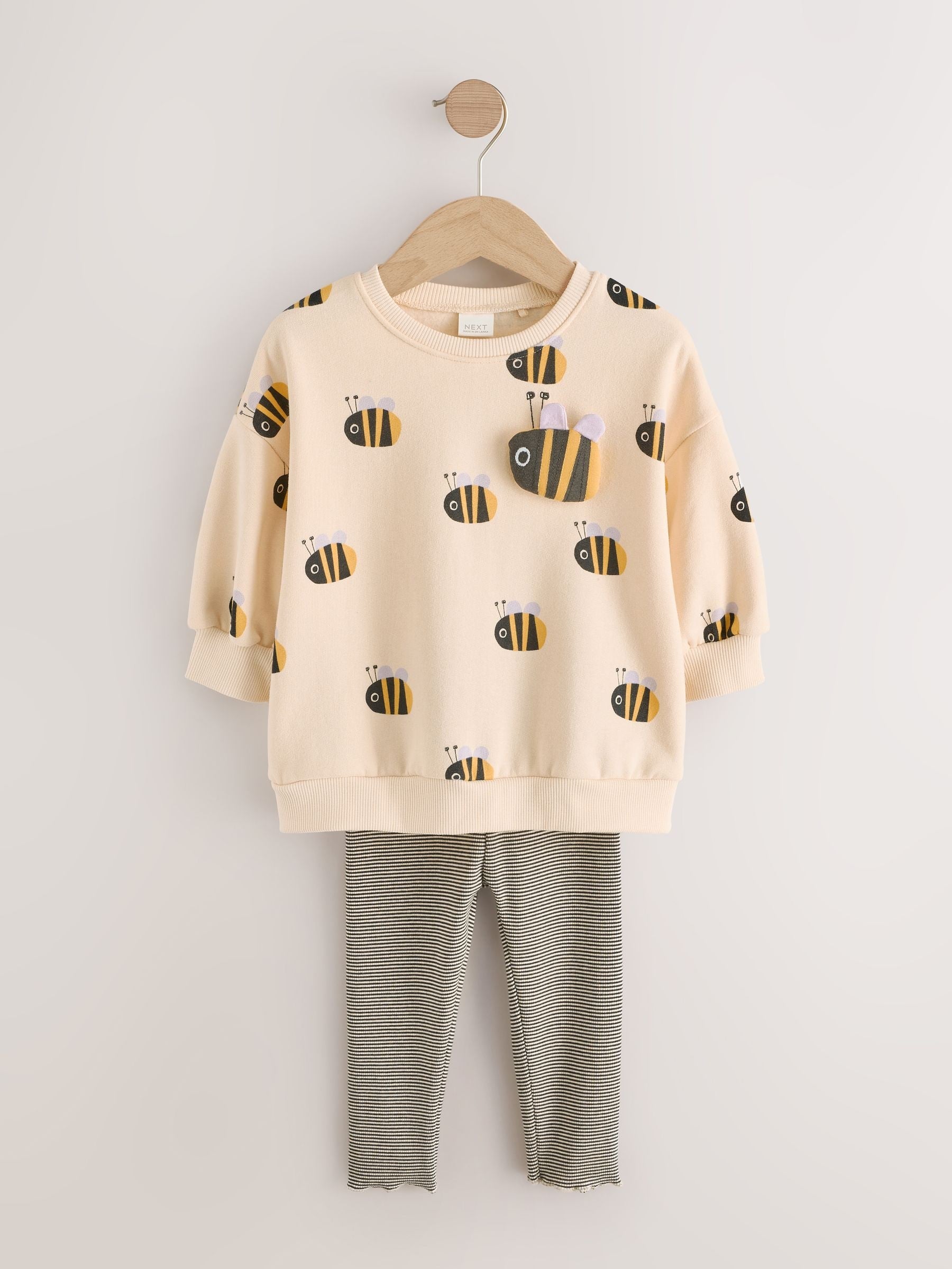 Cream Stripe Bee Sweatshirt and Leggings Set (3mths-7yrs) image 5