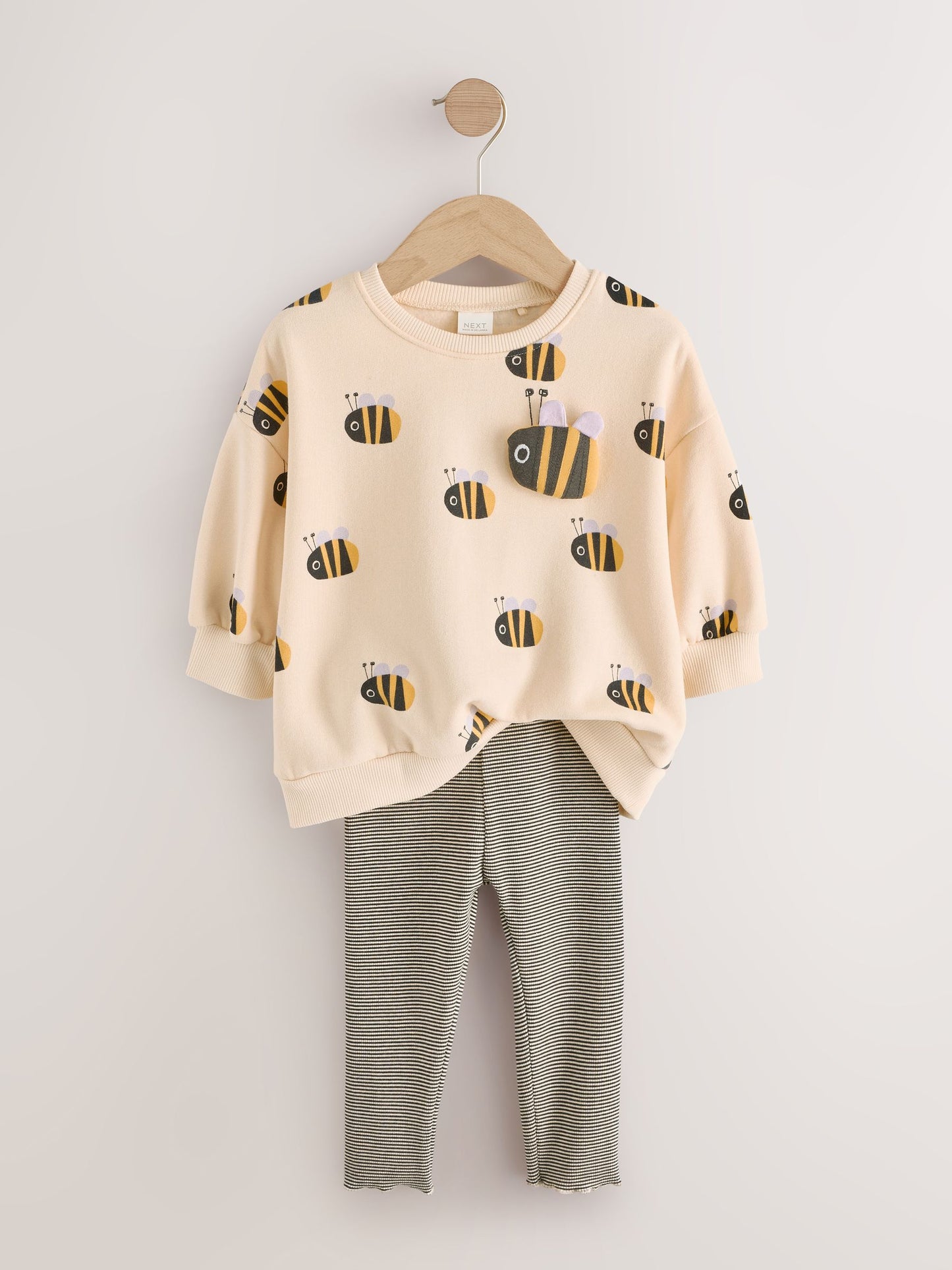 Cream Stripe Bee Sweatshirt and Leggings Set (3mths-7yrs) image 6