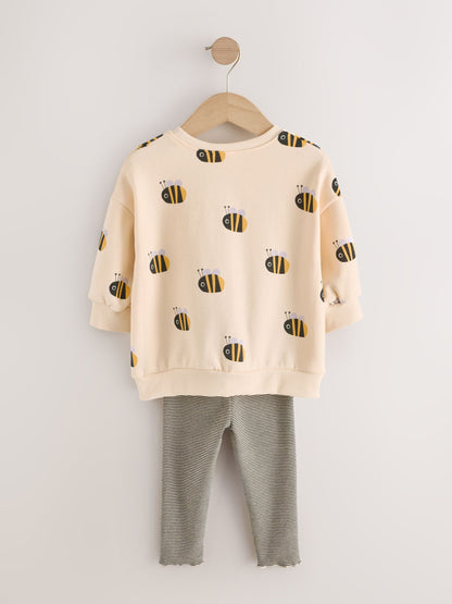 Cream Stripe Bee Sweatshirt and Leggings Set (3mths-7yrs) image 7