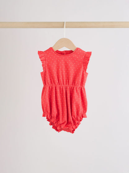 Blue Strawberry Frill Shoulder Baby Rompers 4 Pack image 4