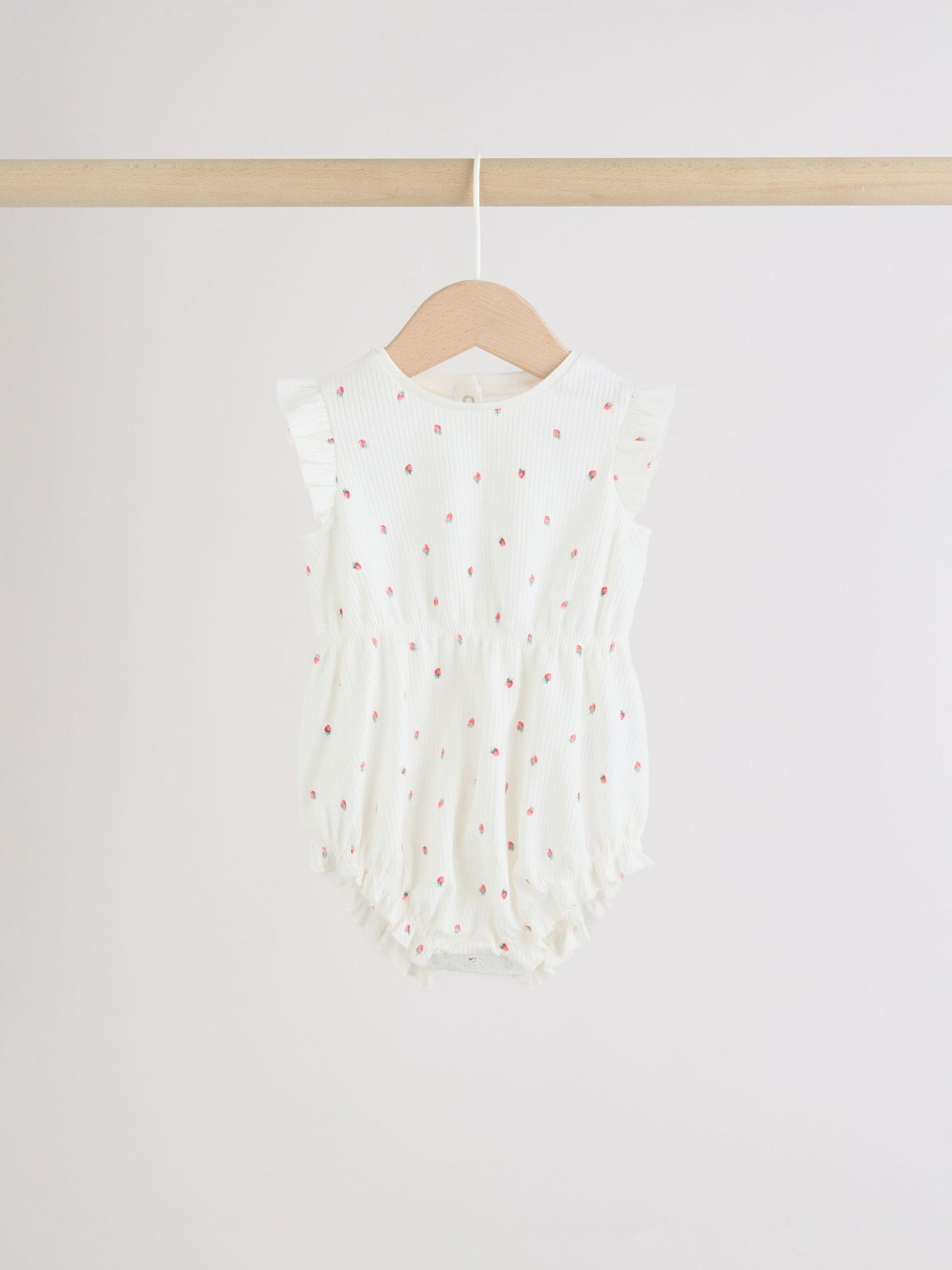 Blue Strawberry Frill Shoulder Baby Rompers 4 Pack image 5