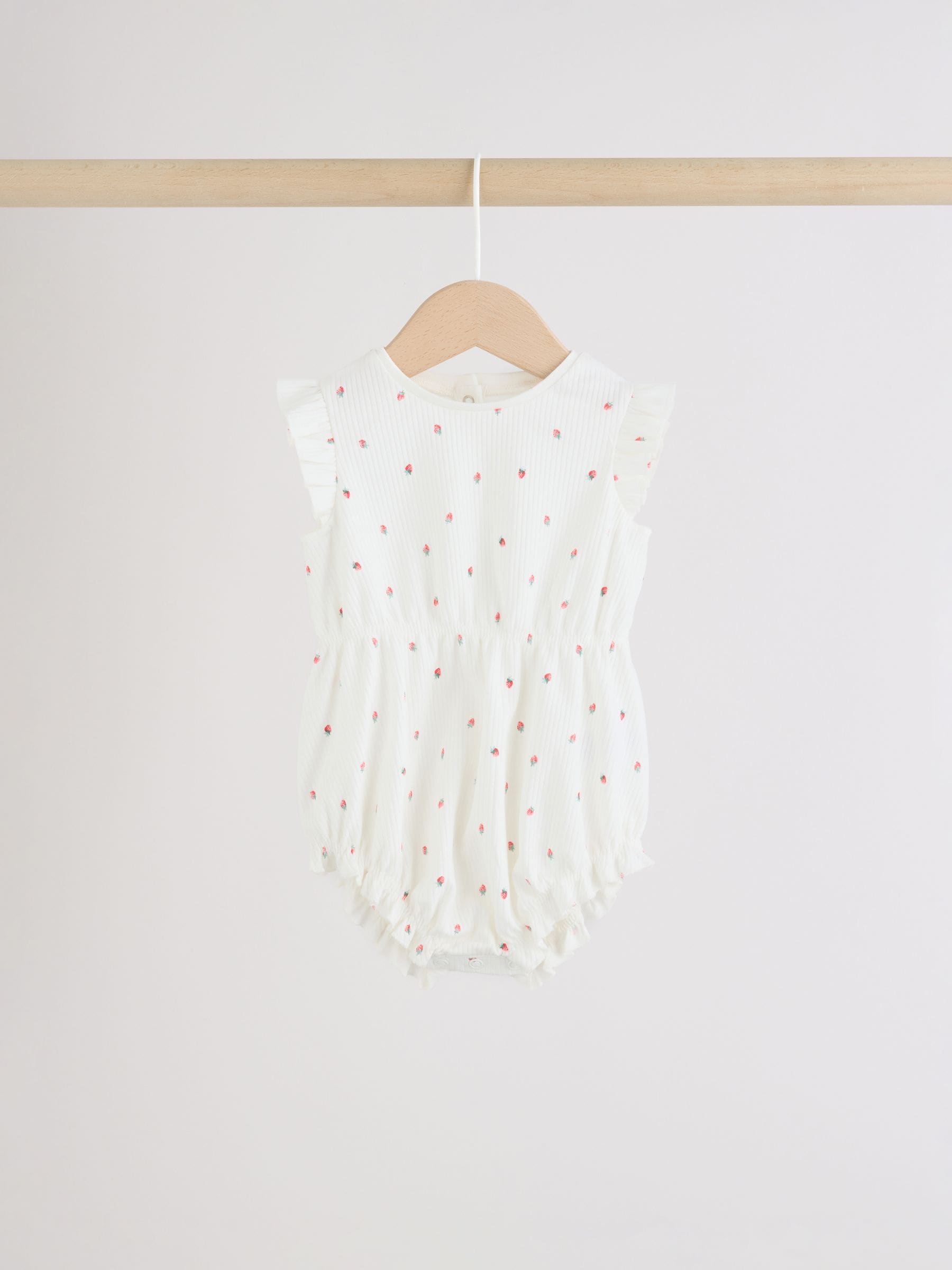 Blue Strawberry Frill Shoulder Baby Rompers 4 Pack image 5