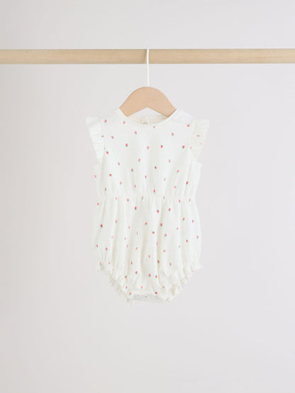 Blue Strawberry Frill Shoulder Baby Rompers 4 Pack image 5