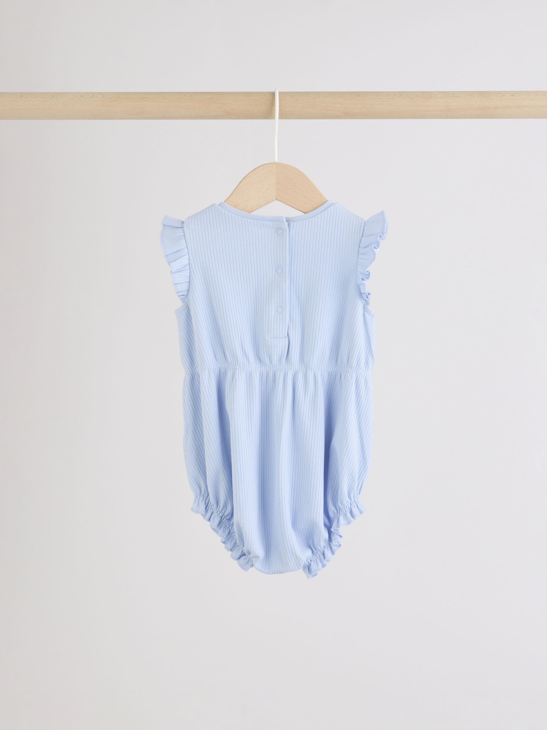 Blue Strawberry Frill Shoulder Baby Rompers 4 Pack image 7
