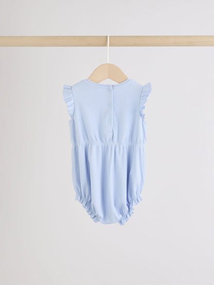 Blue Strawberry Frill Shoulder Baby Rompers 4 Pack image 7