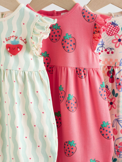 Red Strawberry Printed Baby Rompers 3 Pack image 3