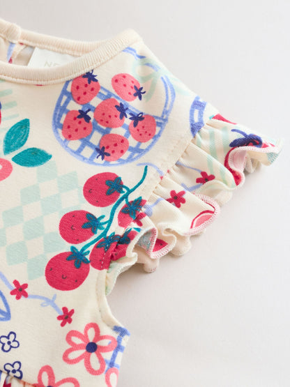 Red Strawberry Printed Baby Rompers 3 Pack image 7