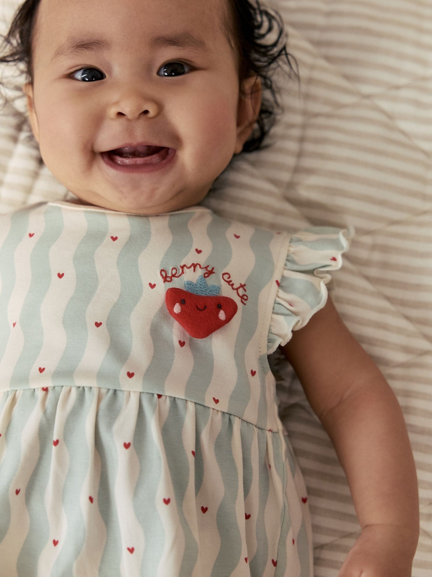 Red Strawberry Printed Baby Rompers 3 Pack image 4