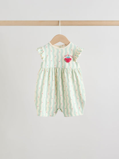 Red Strawberry Printed Baby Rompers 3 Pack image 6