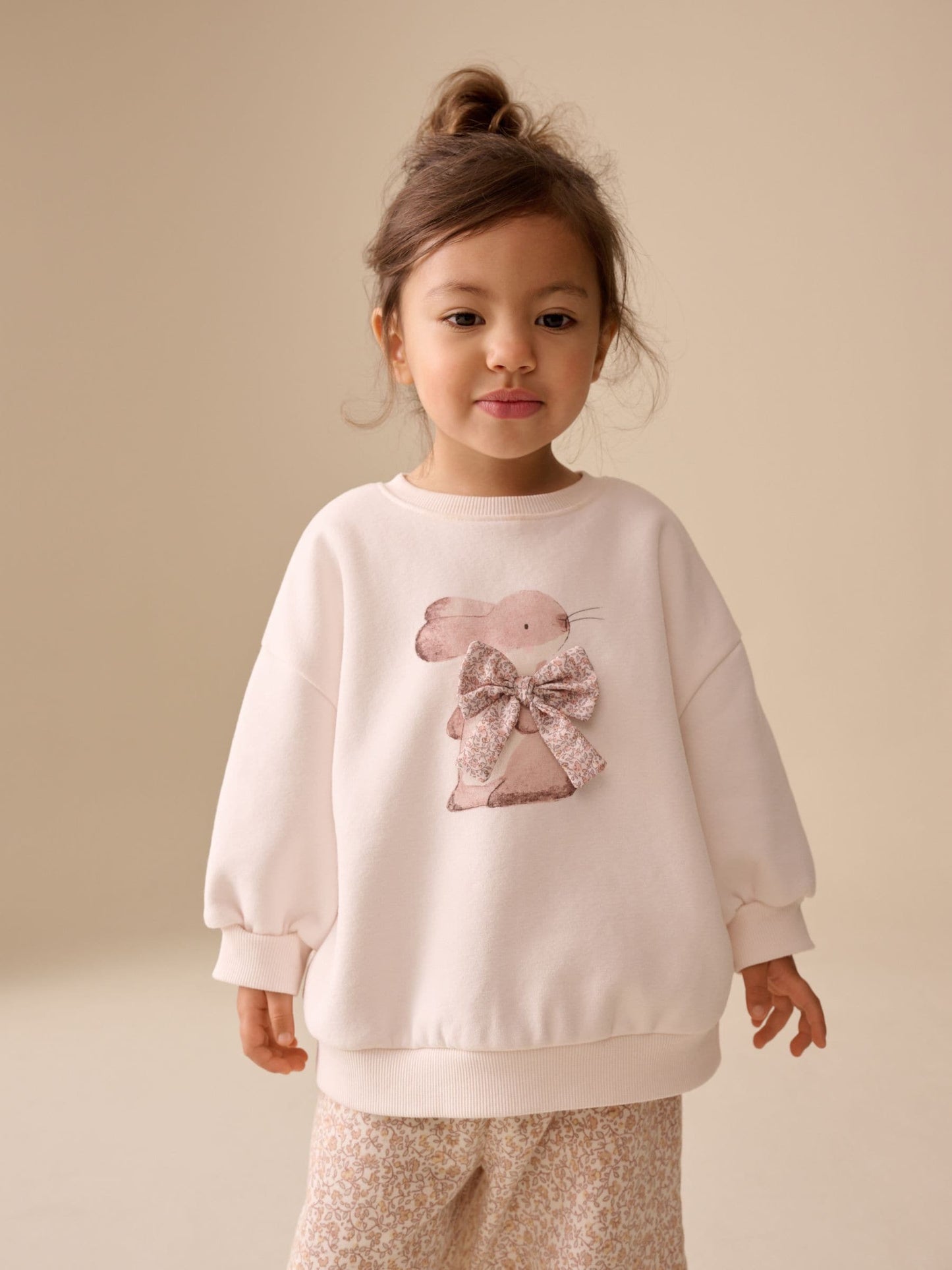 Cream Sweatshirt & Wide Leg Trousers Set (3mths-7yrs) image 2