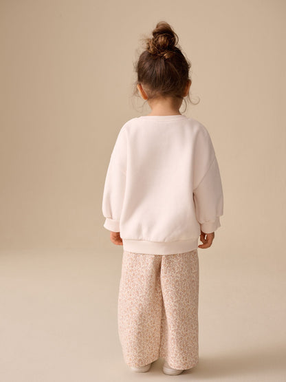 Cream Sweatshirt & Wide Leg Trousers Set (3mths-7yrs) image 3