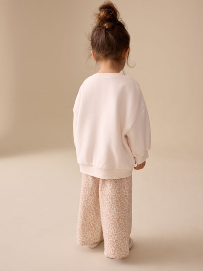 Cream Sweatshirt & Wide Leg Trousers Set (3mths-7yrs) image 4