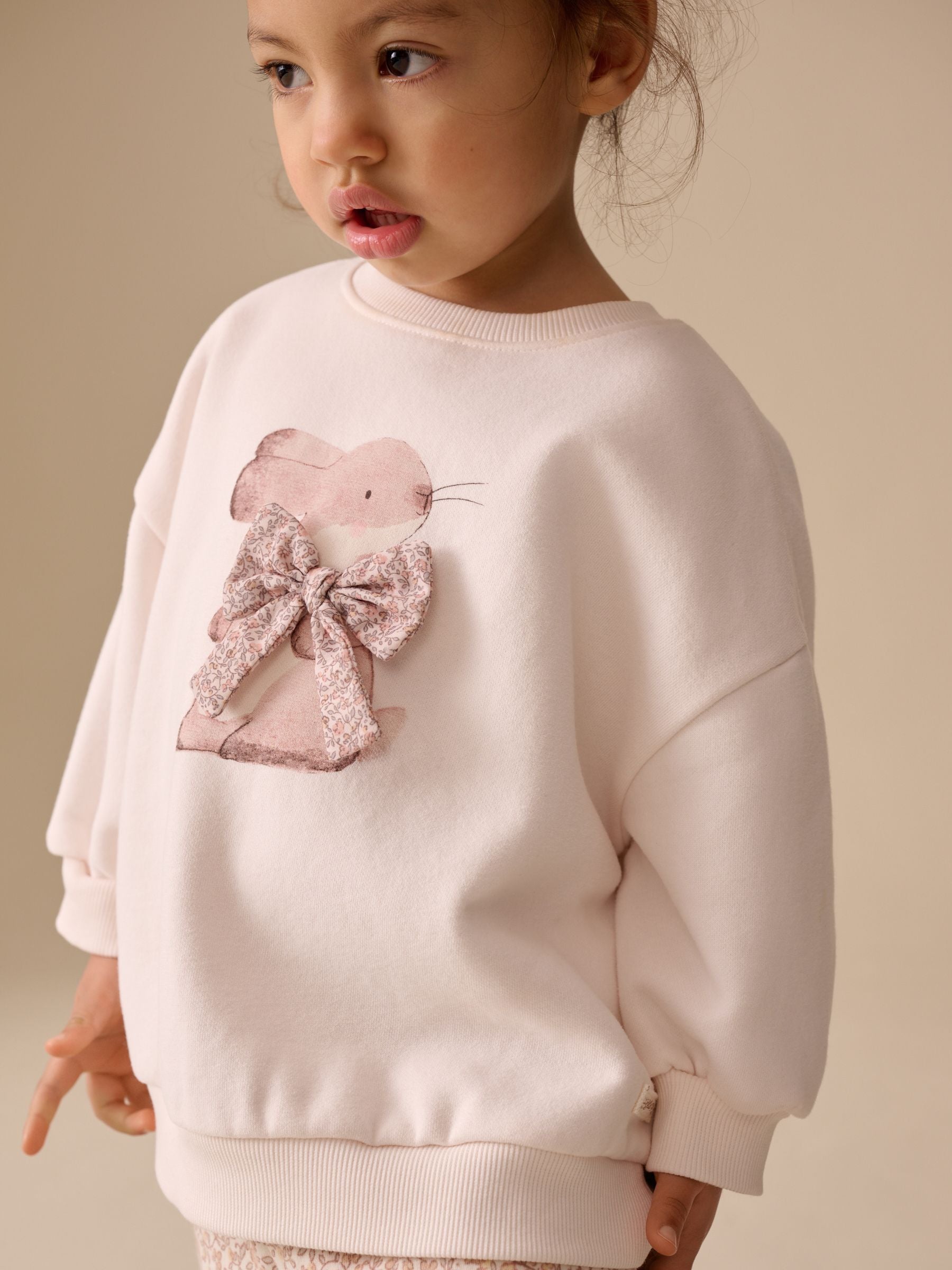 Cream Sweatshirt & Wide Leg Trousers Set (3mths-7yrs) image 5
