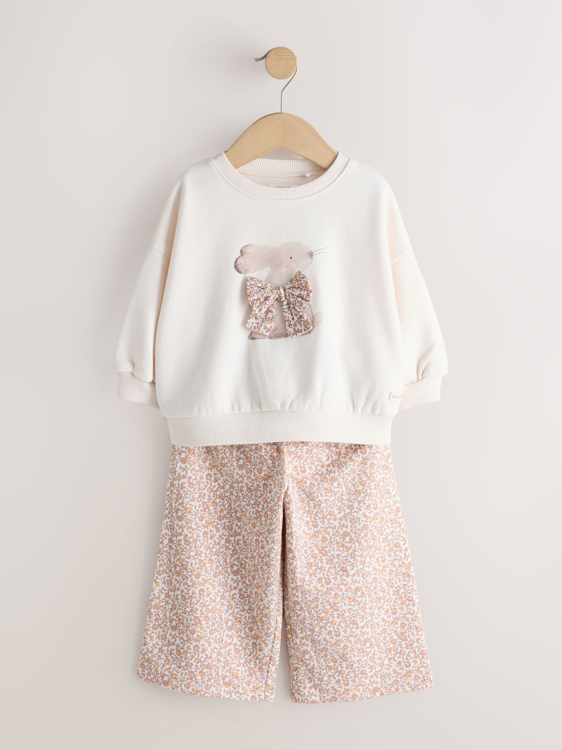 Cream Sweatshirt & Wide Leg Trousers Set (3mths-7yrs) image 6