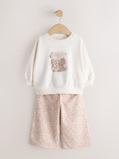 Cream Sweatshirt & Wide Leg Trousers Set (3mths-7yrs) image 6