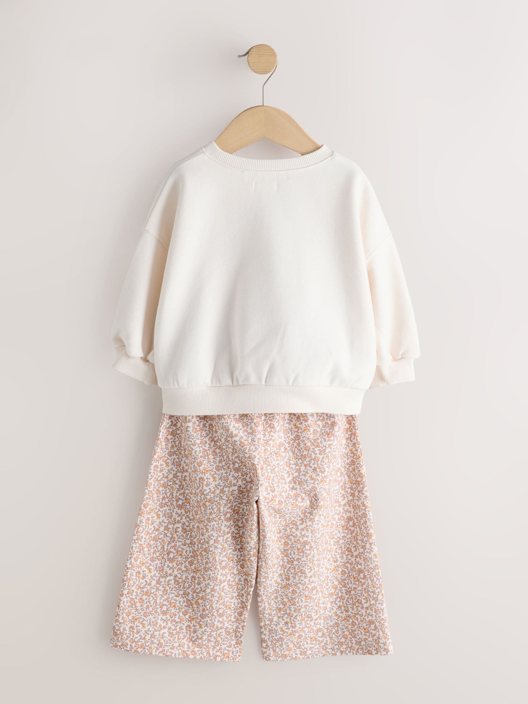 Cream Sweatshirt & Wide Leg Trousers Set (3mths-7yrs) image 7