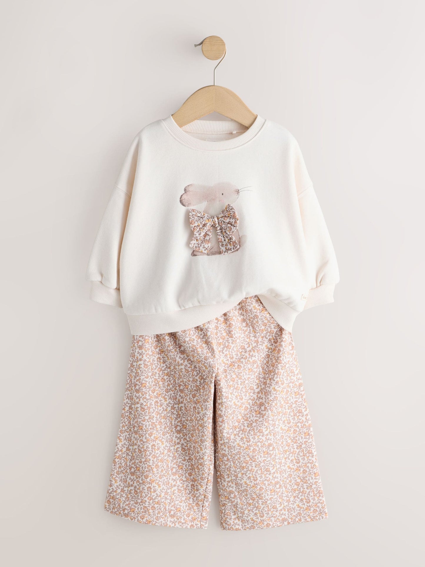 Cream Sweatshirt & Wide Leg Trousers Set (3mths-7yrs) image 8