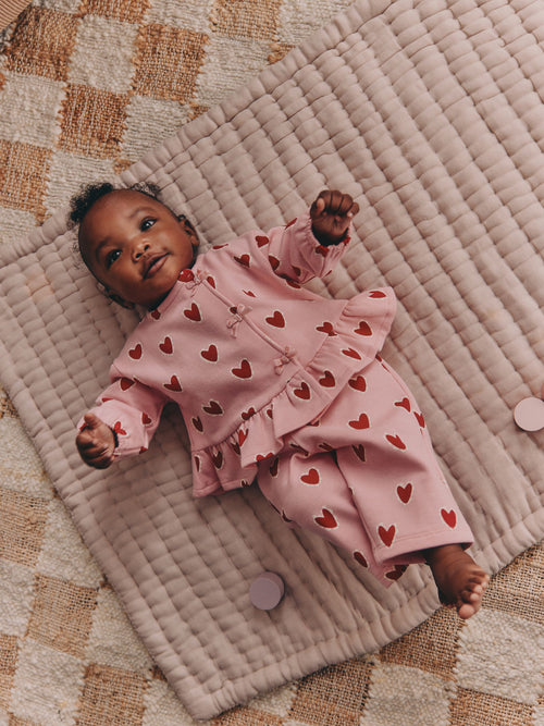 Pink Heart Top & Leggings Set 2 Piece (0mths-2yrs) image 1
