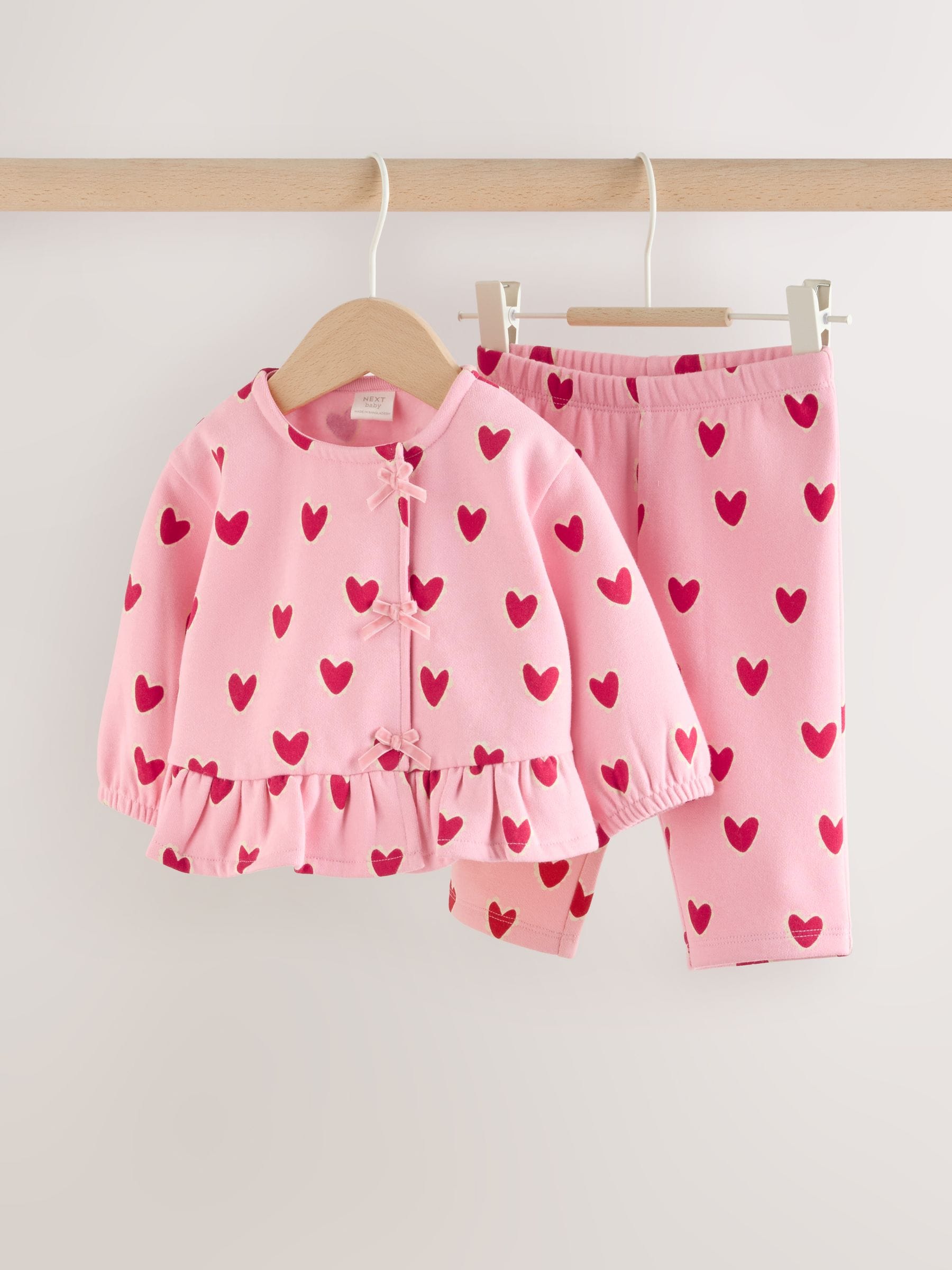 Pink Heart Top & Leggings Set 2 Piece (0mths-2yrs) image 5