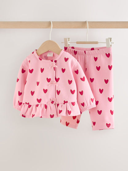 Pink Heart Top & Leggings Set 2 Piece (0mths-2yrs) image 5