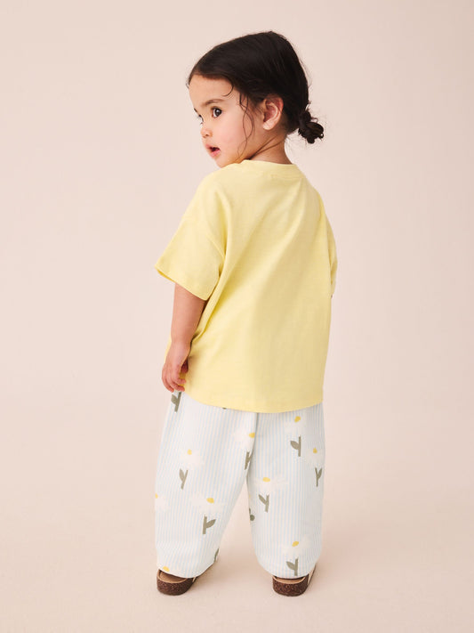 Dsiney Kidz - Lemon Yellow Daisy Short Sleeve T-Shirt and Barrel Trousers Set (3mths-7yrs) image 2