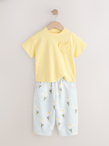 Dsiney Kidz - Lemon Yellow Daisy Short Sleeve T-Shirt and Barrel Trousers Set (3mths-7yrs) image 6
