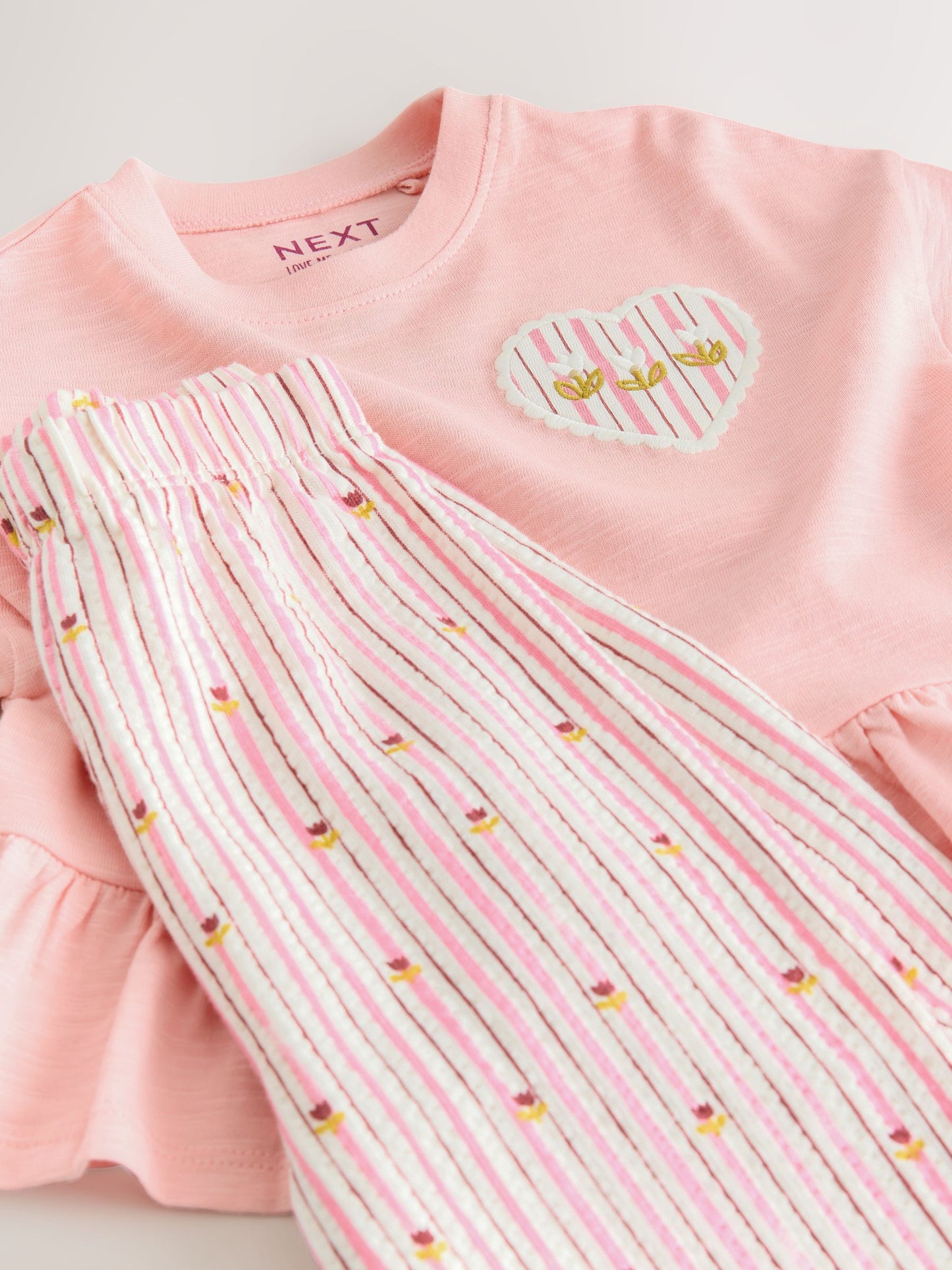 Pink Short Sleeve Peplum T-Shirt and Wide Leg Trousers Set (3mths-7yrs) image 4