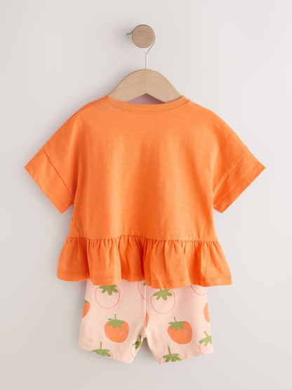 Orange Strawberry Short Sleeve Top and Shorts Set (3mths-7yrs) image 7