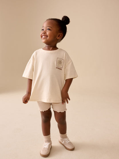 Dsiney Kidz - Ecru Sun Short Sleeve T-Shirt and Cycle Shorts Set (3mths-7yrs) image 2