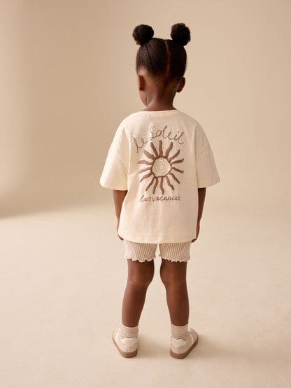 Dsiney Kidz - Ecru Sun Short Sleeve T-Shirt and Cycle Shorts Set (3mths-7yrs) image 3