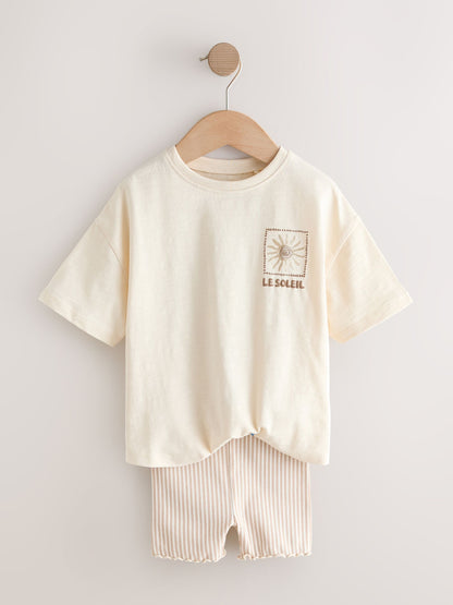 Dsiney Kidz - Ecru Sun Short Sleeve T-Shirt and Cycle Shorts Set (3mths-7yrs) image 5