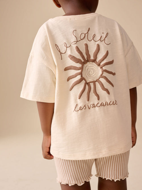 Ecru Sun Short Sleeve T-Shirt and Cycle Shorts Set (3mths-7yrs) image 1