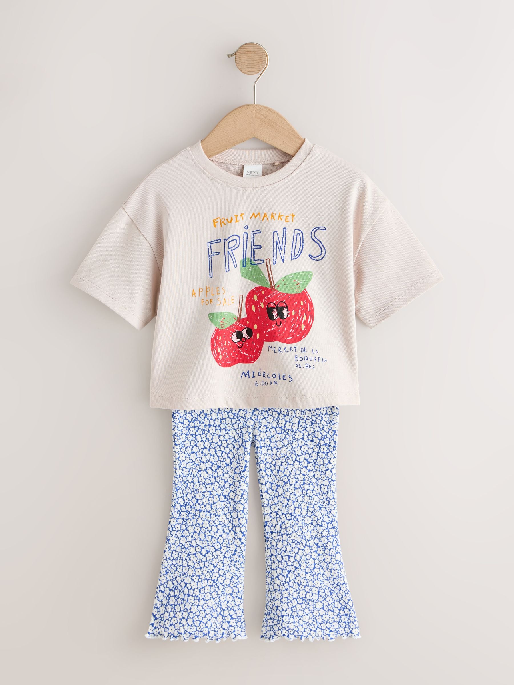 Ecru White Apple Character Short Sleeve Top and Leggings Set (3mths-7yrs) image 4