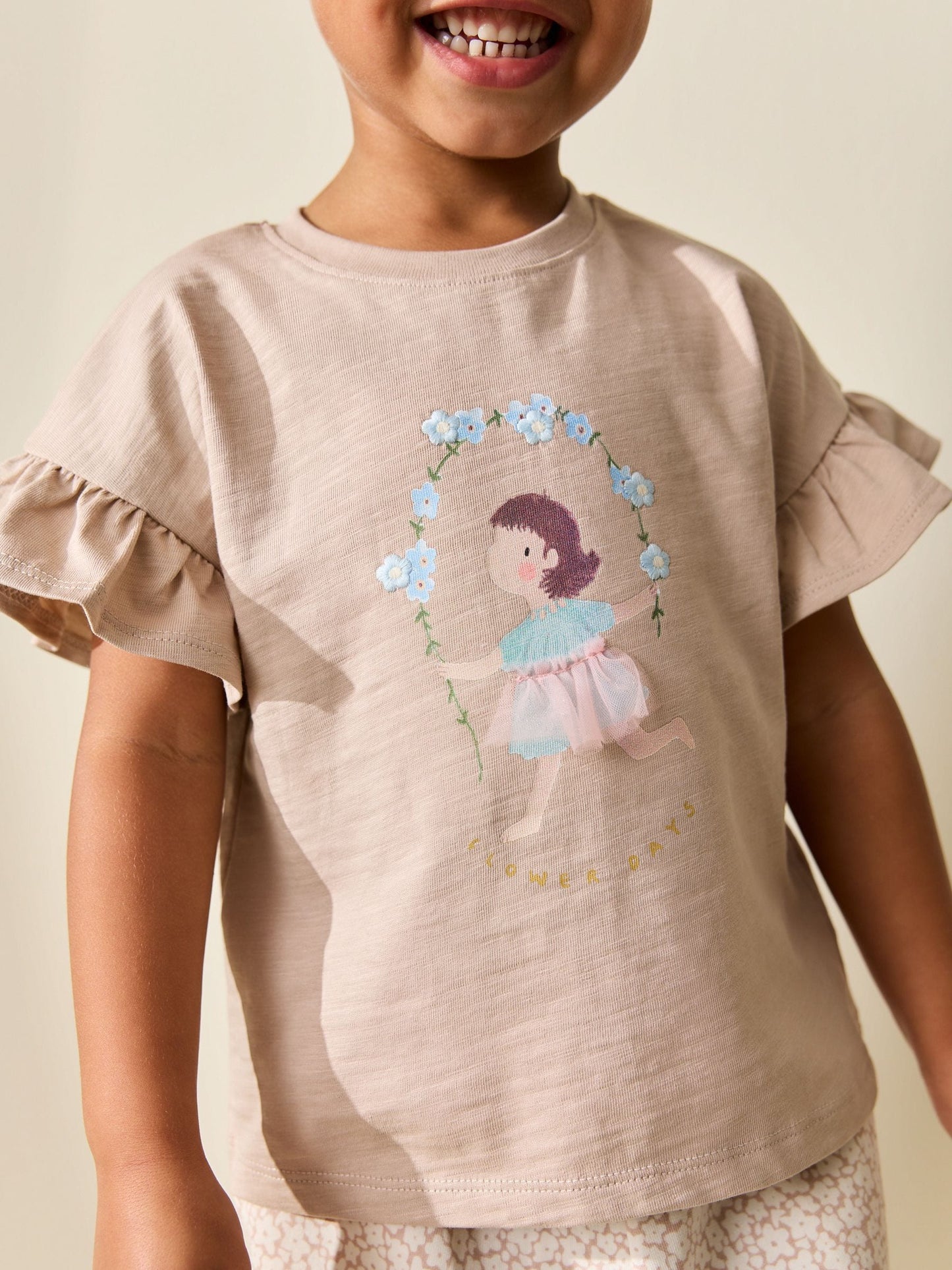 Ecru Flower Girl Short Sleeve Top and Barrel Trousers Set (3mths-7yrs) image 5