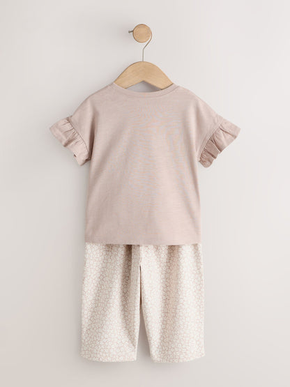 Ecru Flower Girl Short Sleeve Top and Barrel Trousers Set (3mths-7yrs) image 7