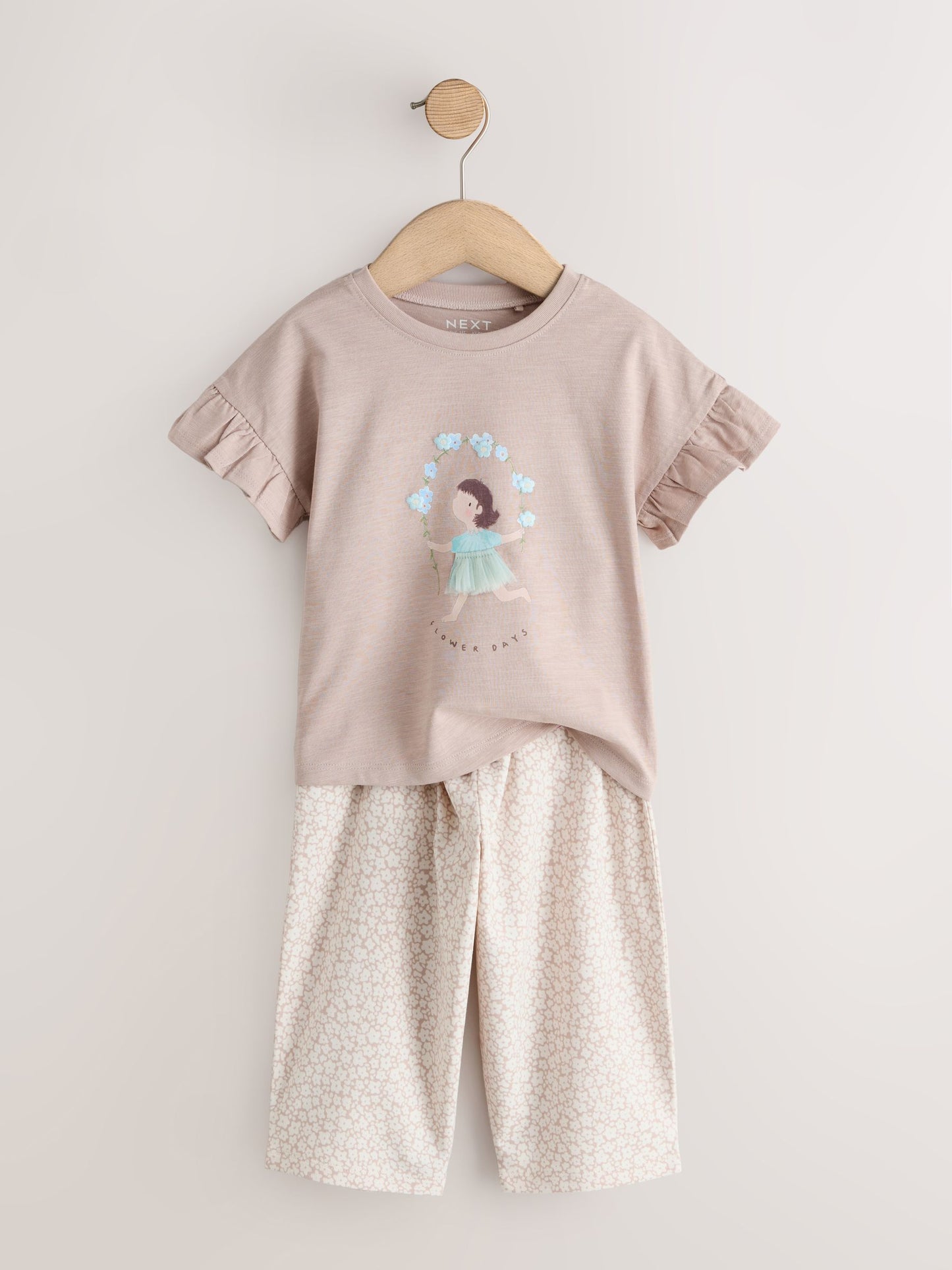 Ecru Flower Girl Short Sleeve Top and Barrel Trousers Set (3mths-7yrs) image 8