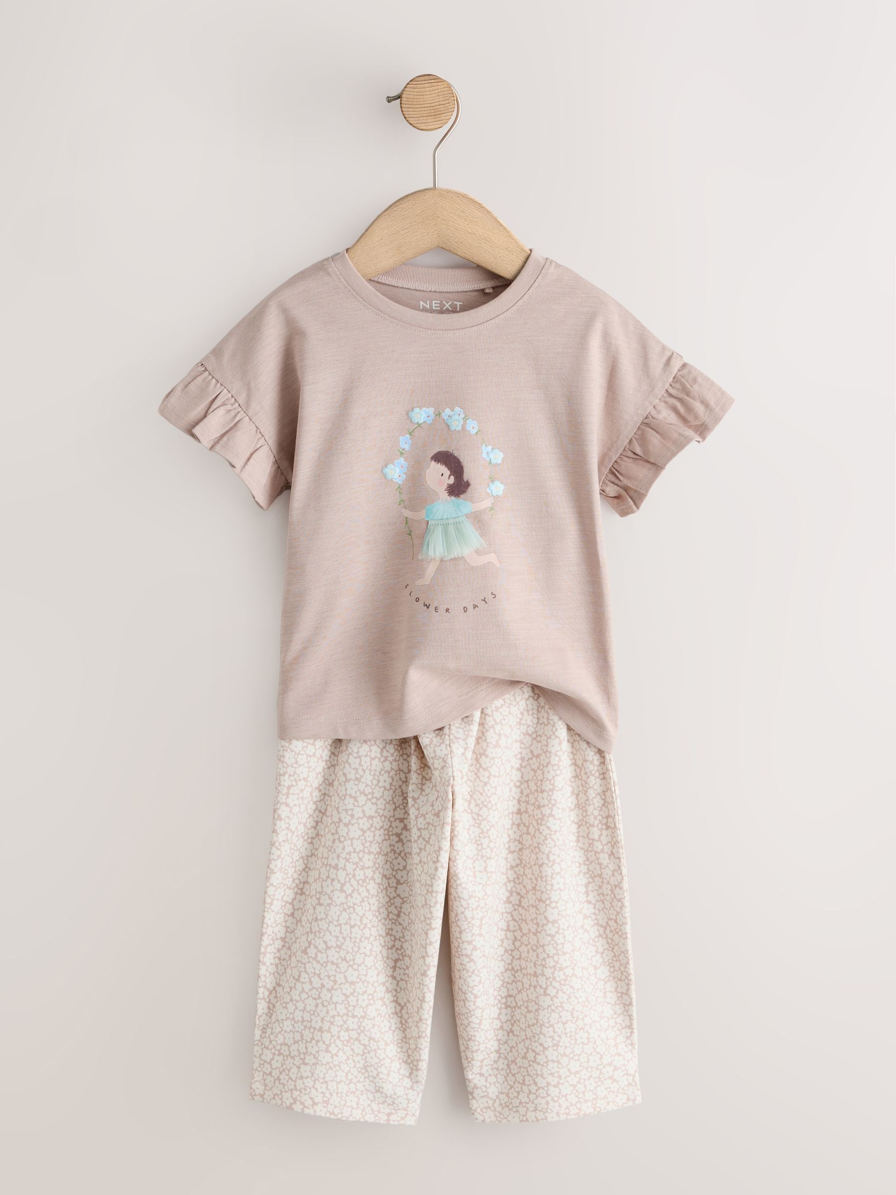 Ecru Flower Girl Short Sleeve Top and Barrel Trousers Set (3mths-7yrs) image 8